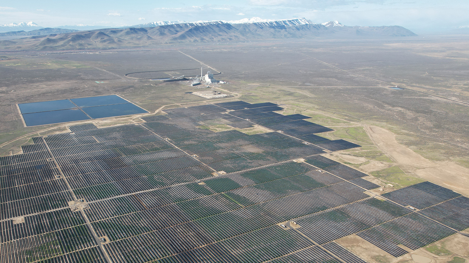 An aerial view of the solar facility at Nevada Gold Mines.